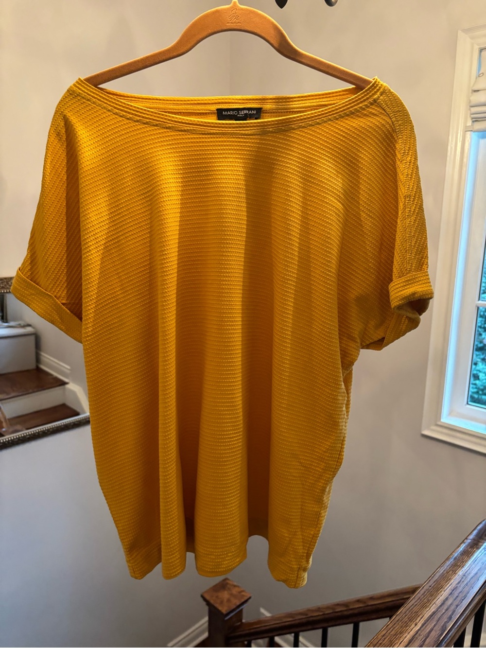 Mario Serrani Short Sleeve Knit Top in Mustard